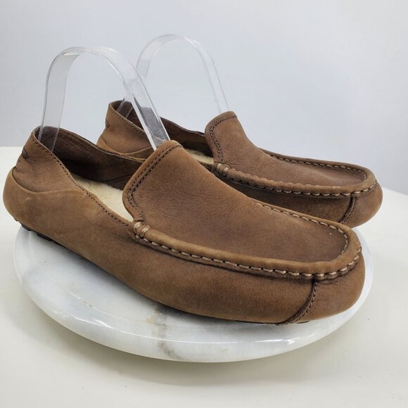 Ugg Hunley Men's Brown Suede Leather Slip On Loafer Slipper House Shoes Size 9 - Picture 1 of 10